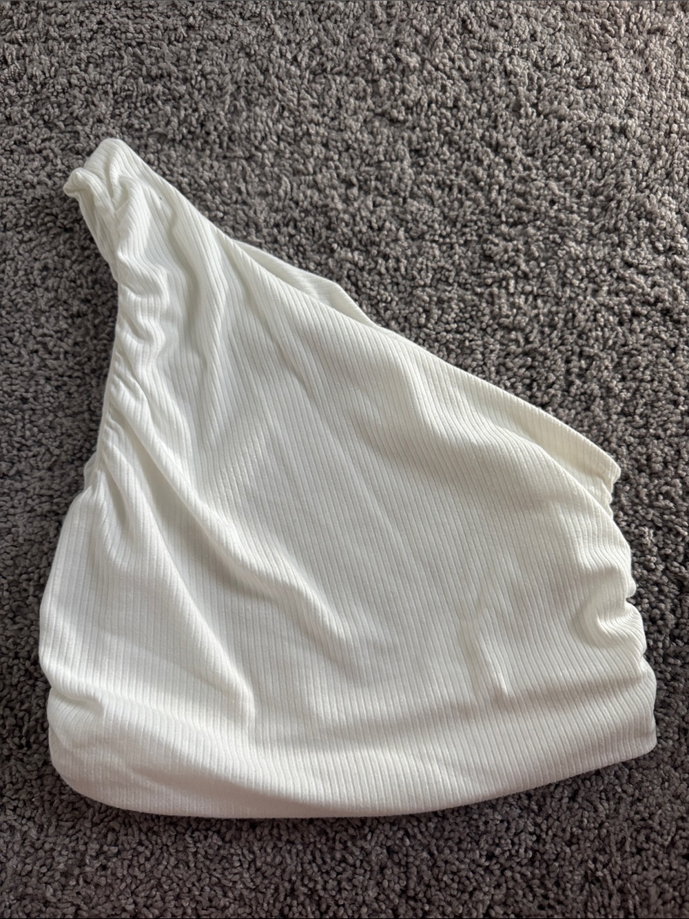 Women’s White One-Shoulder Ribbed Crop Top